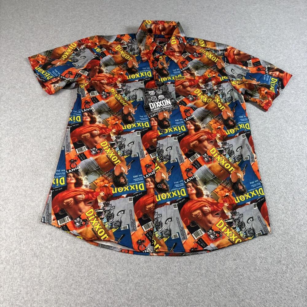 Dixxon Articles Shirt Mens Small Girls Magazine Motorcyle Button Stretch Party